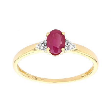 Solitaire Accompagn Femme Edora Prestige Or Rubis Diamants