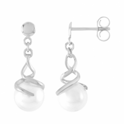 Boucles d'oreilles femme pendantes or 375/1000 blanc et perles - boucles-d-oreilles-or-375-1000 - edora - 0