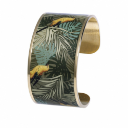 Bracelet Femme Manchette oiseau Loriot LOUISE'S GARDEN Acier Doré