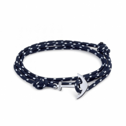 Bracelet homme ancre phebus cordon bleu et blanc - bracelets-acier - edora - 0