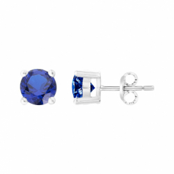 Boucles d'oreilles femme puces argent 925/1000 et spinelles bleues - puces - edora - 0