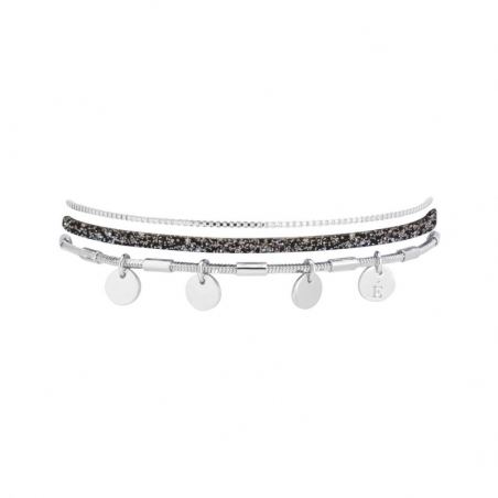 Bracelet or & argent, bracelet plaqué or, bracelet cuir & tissu (54) - bracelets-fantaisie - edora - 2