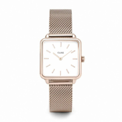 Montre femme cluse la tetragone mesh acier doré rose - montres - edora - 0