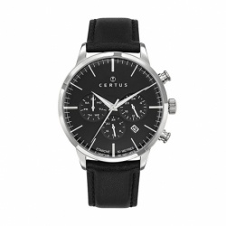 Montre homme chronographe certus cuir noir - chronographes - edora - 0