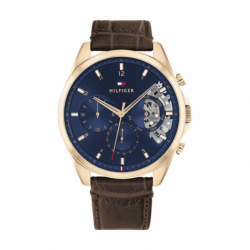 Montre homme chronographe tommy hilfiger baker cuir brun - chronographes - edora - 0