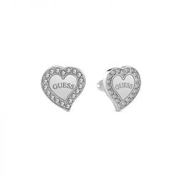 Boucles d'oreilles femme puces guess heart warming métal argenté et strass - boucles-d-oreilles-femme - edora - 0