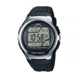 montre homme digitale CASIO WOLRD TIME silicone noir 