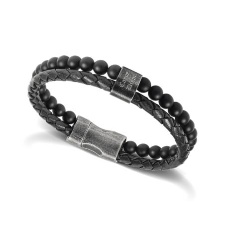 Bracelet or & argent, bracelet plaqué or, bracelet cuir & tissu (20) - bracelets-homme - edora - 2