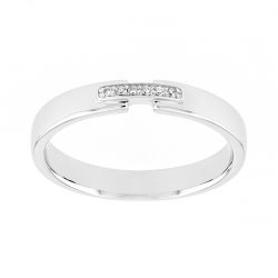 Bague femme alliance or 750/1000 blanc et diamants - alliances - edora - 0