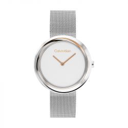 Montre femme calvin klein twisted bezel acier argenté - montres-femme - edora - 0