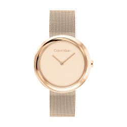 Montre femme calvin klein twisted bezel acier doré rose - montres-femme - edora - 0