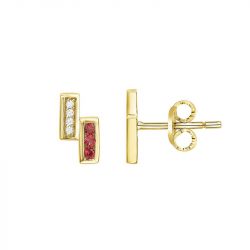 Boucles d'oreilles femme puces edora plaque or et spinelles rouge
 - boucles-d-oreilles-femme - edora - 0