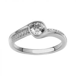 Bague femme solitaire accompagné edora argent 925/1000 et oxydes
 - bagues-femmes - edora - 0