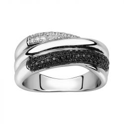 Bague femme entrelacée edora argent 925/1000 et oxydes - bagues-femmes - edora - 0