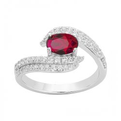 Bague femme edora argent 925/1000 et spinelle rouge
 - bagues-femmes - edora - 0