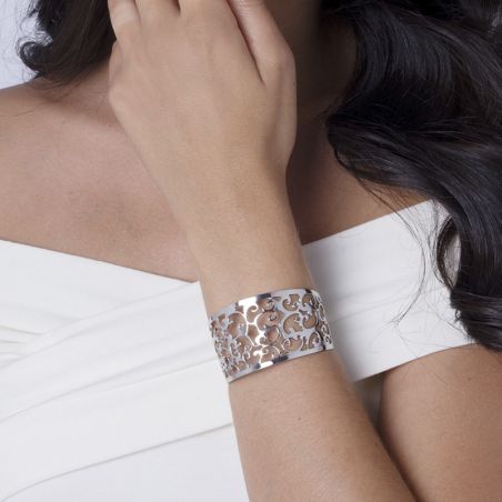 Manchette femme: bracelet manchette georgette, argent & or femme - bracelets-femme - edora - 2