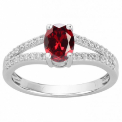 Bague femme edora argent 925/1000 et spinelle rouge
 - bagues-femmes - edora - 0