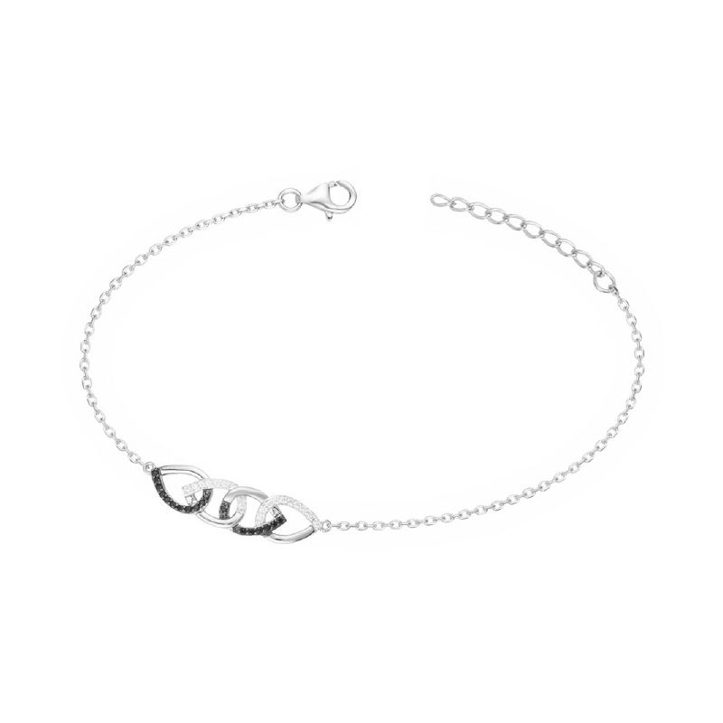 Bracelet femme jonc trilogie edora argent 925/1000 et oxydes - bracelets- argent-925-1000 - edora