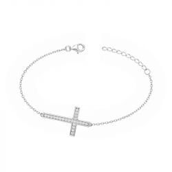 Bracelet femme croix edora argent 925/1000 et oxydes - bracelets-femme - edora - 0