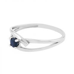 Bague femme solitaire edora or 375/1000 blanc et saphir edo09pa501gs - bagues-femmes - edora - 1