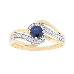 Bague femme edora or 375/1000 bicolore et saphir edo09pe56bsz - bagues-femmes - edora - 0