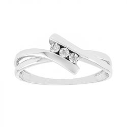 Bague femme trilogie or 375/1000 blanc et diamants - bagues-femmes - edora - 0