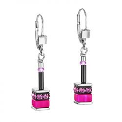 Boucles d’oreilles femme coeur de lion geocube classique polaris & strass multicolore acier inoxydable - boucles-d-oreilles-femme - edora - 0