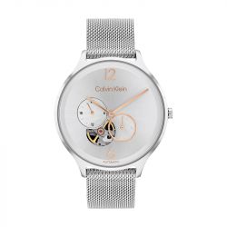 Montre femme automatique timeless auto calvin klein acier blanc 25200121 - automatiques - edora - 0