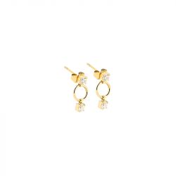 Boucles d'oreilles femme zag florence blanc acier doré - boucles-d-oreilles-femme - edora - 0