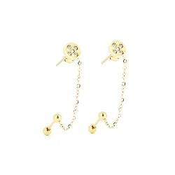 Boucles d'oreilles femme zag chaindrops acier doré - boucles-d-oreilles-femme - edora - 0