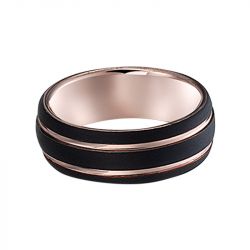 Bague Homme JOURDAN VESTA Tungstène Noir et Rose