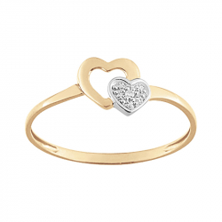 Bague femme coeur or 375/1000 bicolore et diamant edo0za564bb4 - bagues-or-375-1000 - edora - 0