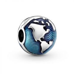 Charm femme pandora clip globe bleu argent 925/1000 - charms - edora - 0