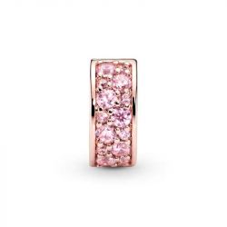 Charm femme pandora clip pavÉ rose doré rose 14 carats - charms - edora - 1