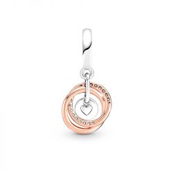 Charm femme pandora pendant cercles ma famille pour toujours argent 925/1000 doré rose 14 carats - charms - edora - 1