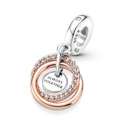 Charm femme pandora pendant cercles ma famille pour toujours argent 925/1000 doré rose 14 carats - charms - edora - 3