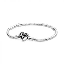 Bracelet femme pandora maille serpent 20 cm fermoir cŒur arbre de vie argent 925/1000 - accueil - edora - 0