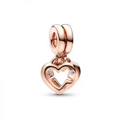 Charm femme pandora pendant sÉparable cŒurs de sŒurs entrelacÉs  doré rose 14 carats - accueil - edora - 0