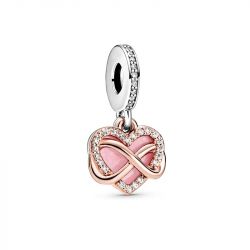 Charm femme pandora pendant cŒur infini scintillant argent 925/1000 doré rose 14 carats - accueil - edora - 0