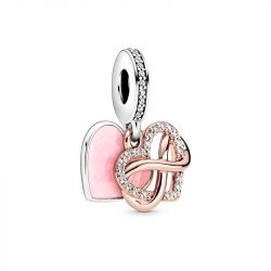 Charm femme pandora pendant cŒur infini scintillant argent 925/1000 doré rose 14 carats - accueil - edora - 1