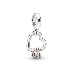 Charm femme pandora cŒur rempli de cŒurs argent 925/1000 doré rose 14 carats - accueil - edora - 0