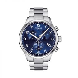 Montre chronographe homme tissot chrono xl classic bleu acier argenté - chronographes - edora - 0