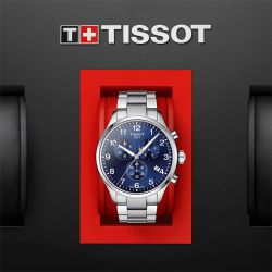 Montre chronographe homme tissot chrono xl classic bleu acier argenté - chronographes - edora - 2