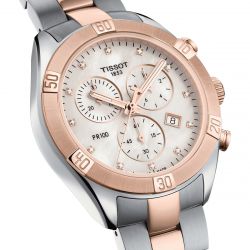 Montre chronographe femme tissot pr 100 sport chic acier inoxydable 316l bicolore t1019172211600 - montres-femme - edora - 1