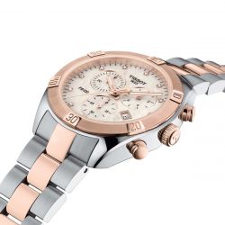 Montre chronographe femme tissot pr 100 sport chic acier inoxydable 316l bicolore t1019172211600 - montres-femme - edora - 2