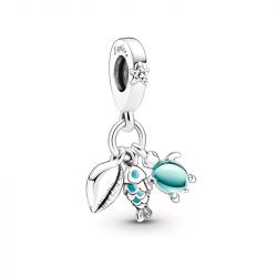 Charm femme pandora pendant triple poisson, tortue de mer & conque argent 925/1000 - accueil - edora - 0