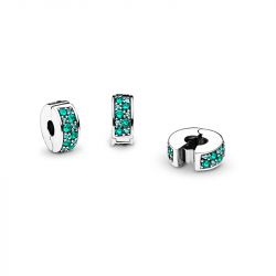 Charm femme pandora clip pavÉ bleu-vert argent 925/1000 - accueil - edora - 2