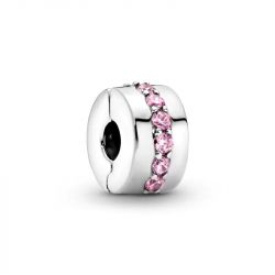 Charm femme pandora clip rangÉe scintillante rose argent 925/1000 - accueil - edora - 0