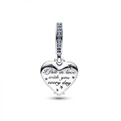 Charm femme pandora pendant double cŒur Étoile filante cÉleste argent 925/1000 - accueil - edora - 1