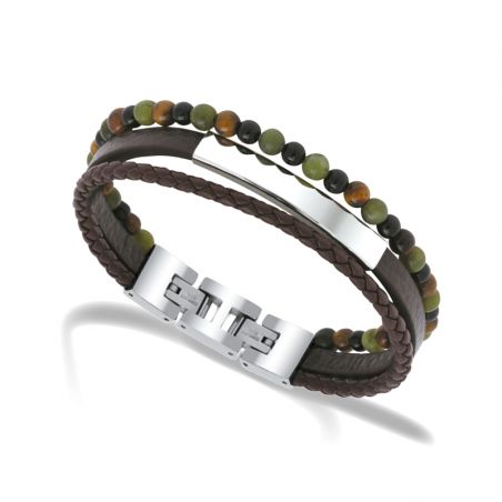 Bracelet or & argent, bracelet plaqué or, bracelet cuir & tissu (17) - bracelets-homme - edora - 2